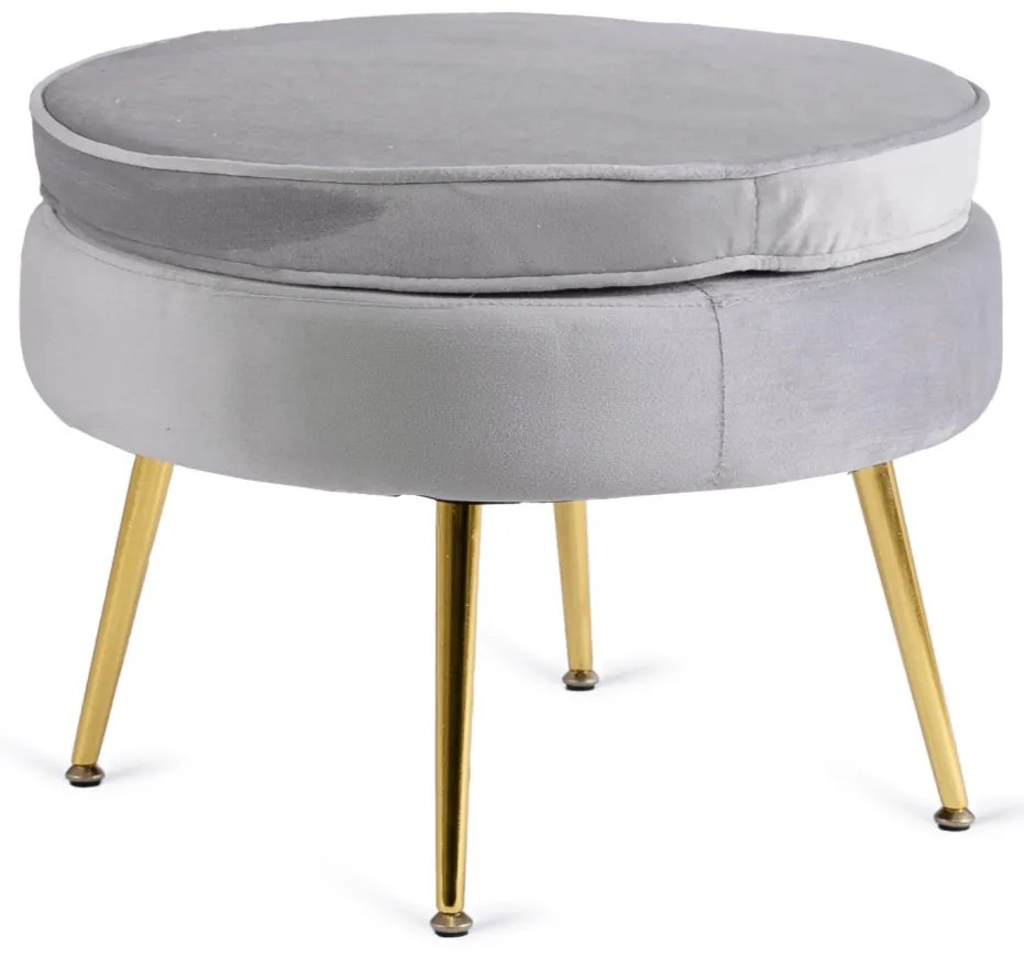 Elegáns Fotel Lábtartóval Szürke Bársony Kárpittal. GRAND