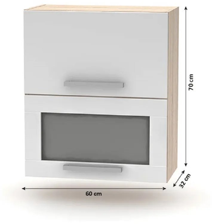Konyhabútor 2,4 m, tölgy sonoma/fehér, NOVA PLUS