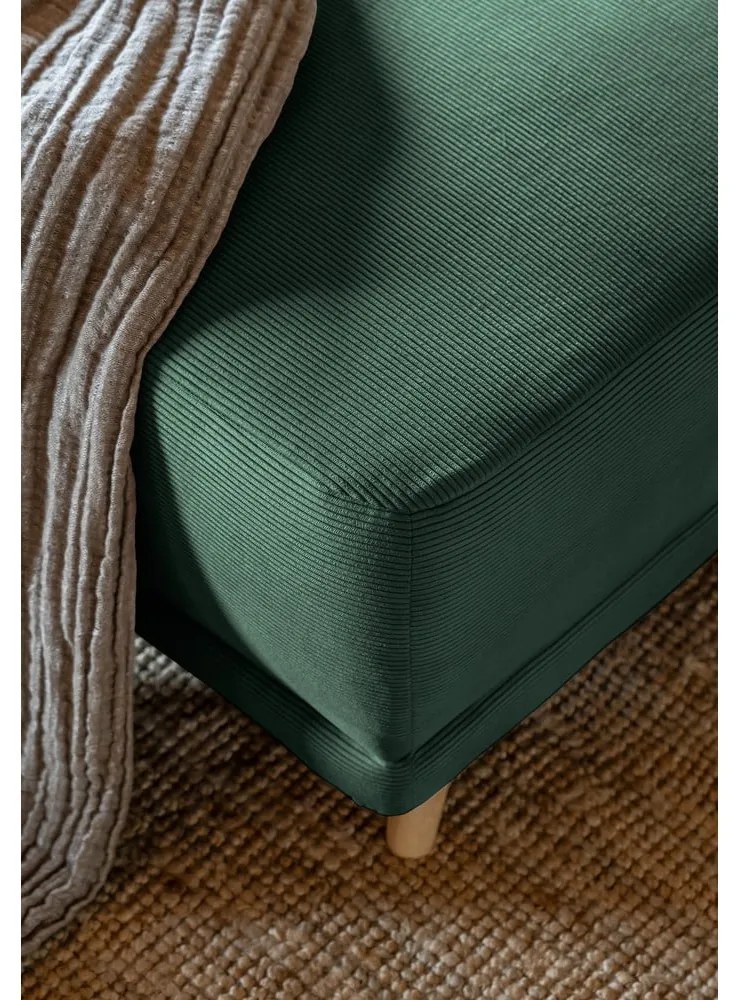 Zöld kordbársony kinyitható sarokkanapé (bal oldali-U alakú) Lazy Lukka – Miuform