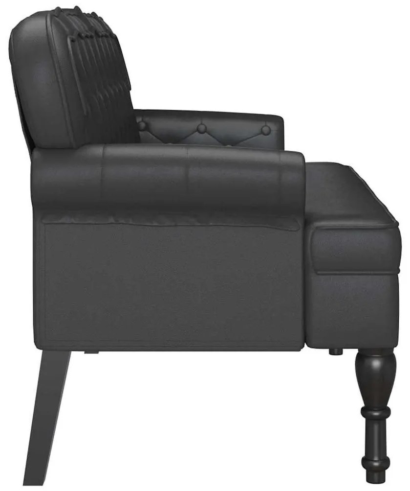 vidaXL Chesterfield Pad Fekete 119.5 x 64.5 x 75 cm Műbőr