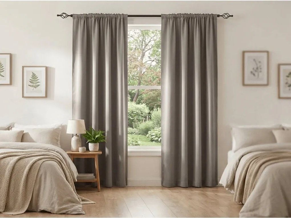 OXFORD szürkésbarna függöny 140x250 cm Felfüggesztés: Fém gyűrűk