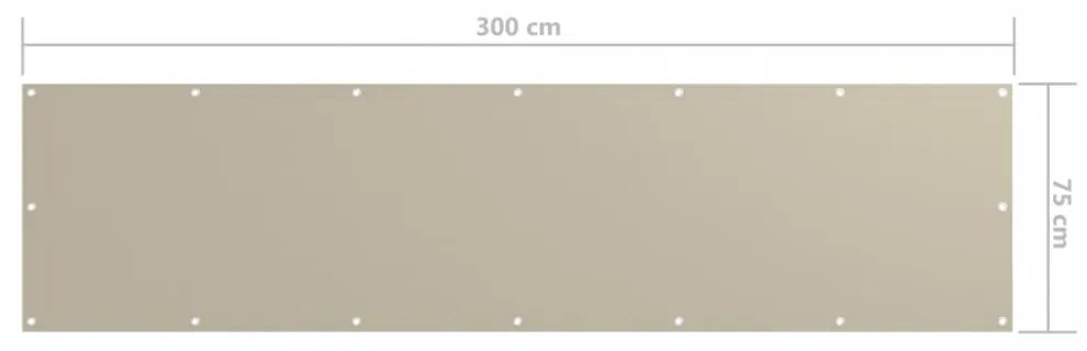 bézs oxford-szövet erkélyparaván 75 x 300 cm