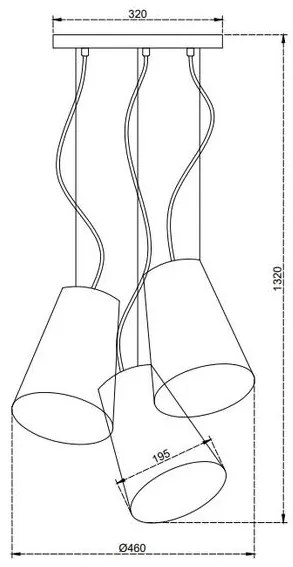 Lámpa Mennyezeti lámpatest KASEL 3, 6229, AC220-240V, 50/60Hz, 3*E27, max.40W, átmérő 46 cm, szürke