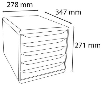 Irattároló, műanyag, 5 fiókos, EXACOMPTA Big-Box Plus Iderama (EX3097298D)