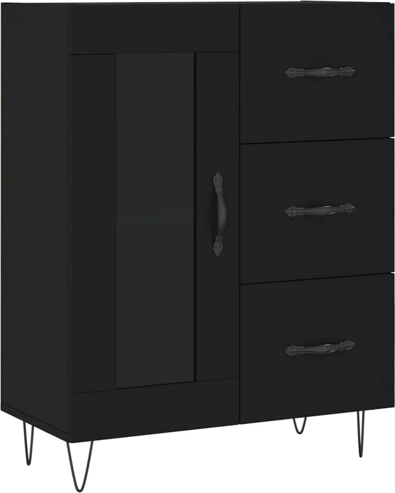 vidaXL fekete szerelt fa tálalószekrény 69,5 x 34 x 90 cm