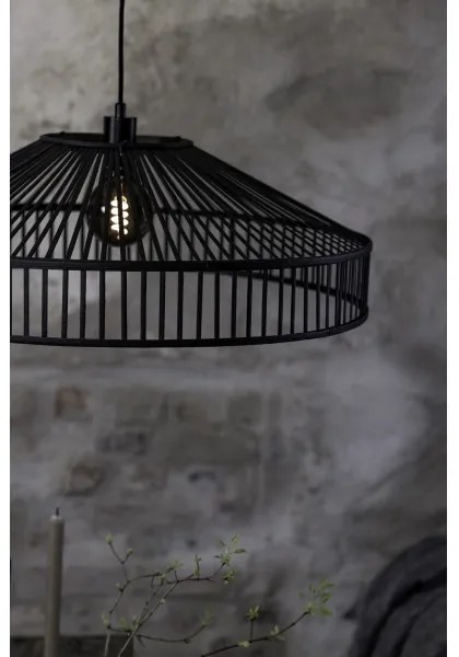 Markslöjd 108782 - Csillár zsinóron TAPA 1xE27/40W/230V fekete/bambusz