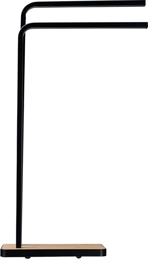 Törölközőtartó, fekete fém/bambusz, LABAV