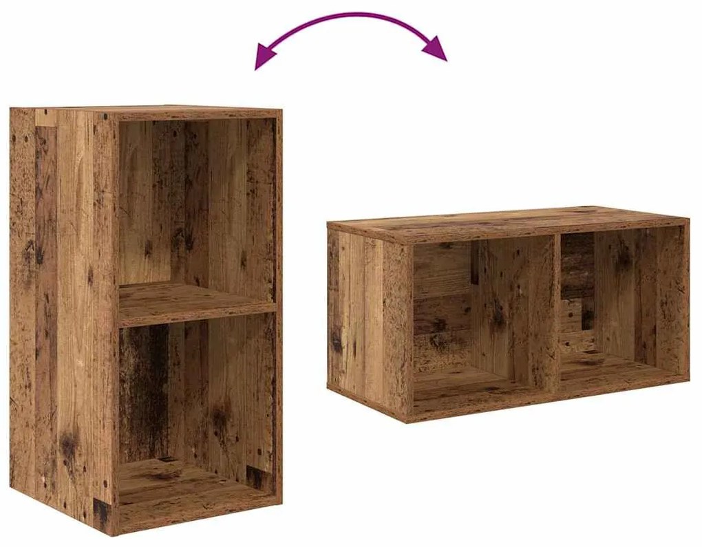Fali TV Szekrény 2 pcs Régi fa 37 x 37 x 72 cm Faanyag