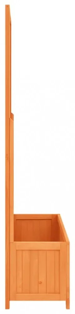 barna tömör fenyőfa rácsos kerti ültetőláda 70 x 30 x 135 cm