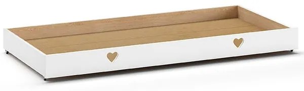 Fehér házikó alakú borovi fenyő gyerekágy kihúzható pótággyal, tárolóhellyel 90x200 cm AMORI – Vipack