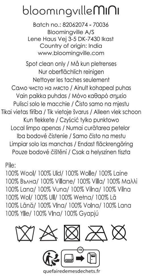 Bézs-borostyán színű gyapjú gyerek szőnyeg ø110 cm Sun – Bloomingville Mini