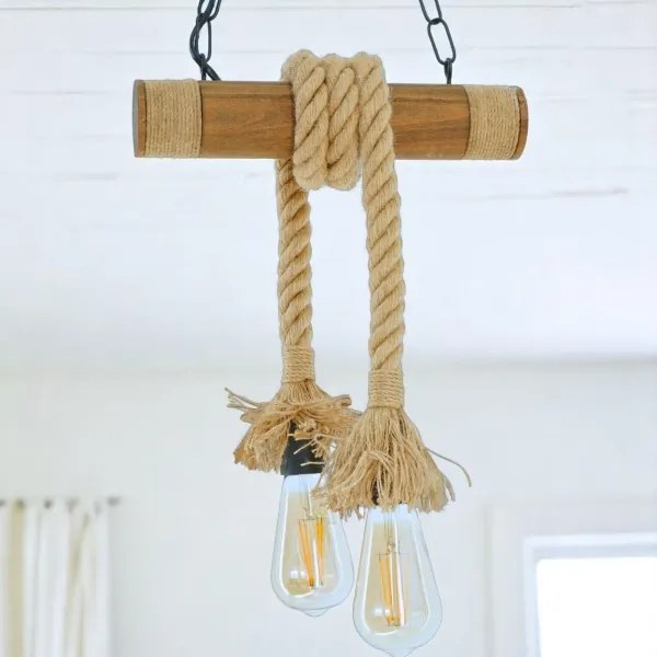 Csillár láncon KOS 2xE27/60W/230V bükkfa