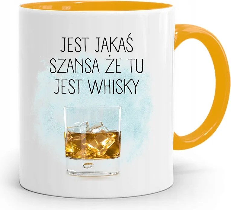 Sárga Ajándék Bögre Fiúnak Whisky Esély Nyomtatott Fotóval