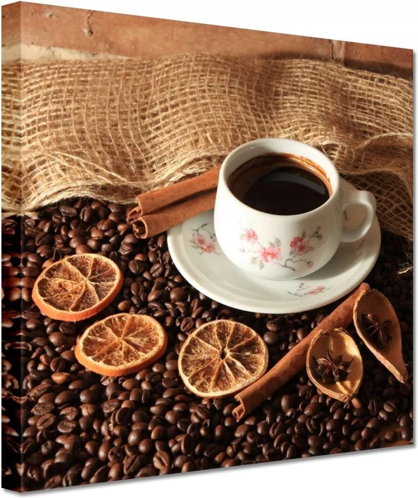 Vászonkép 20x20 Kávé és szárított narancs