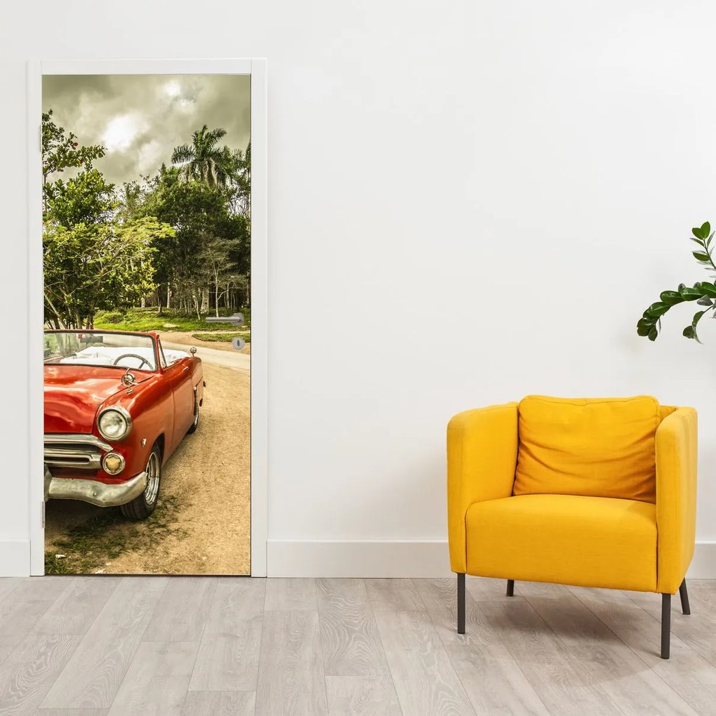 Fotótapéta ajtóra - Veterán autó a természetben (95x205cm)