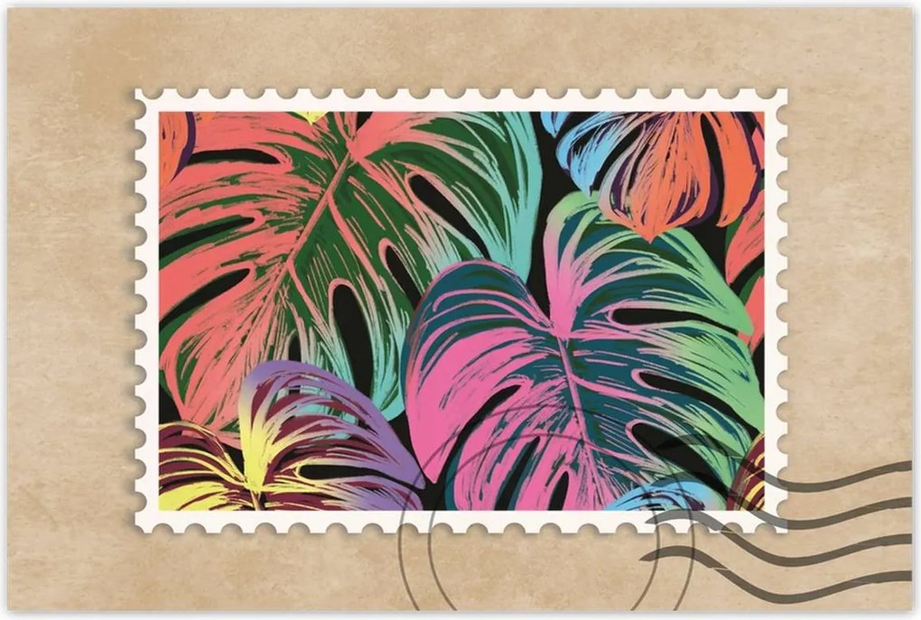 Poszter 60x40 Monstera levél színben