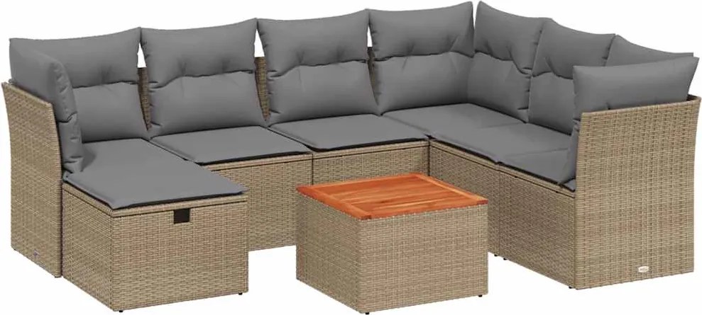vidaXL 8 részes vegyes bézs polyrattan kerti ülőgarnitúra párnákkal