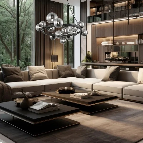 Csillár zsinóron MILA 14xG9/9W/230V fekete/szürke