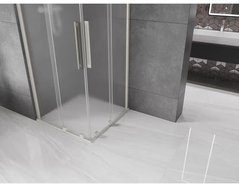 Mexen Velar Duo, zuhanykabin tolóajtóval 80 x 80 cm, 8 mm-es mattüveg, csiszolt acél, 871-080-080-32-97