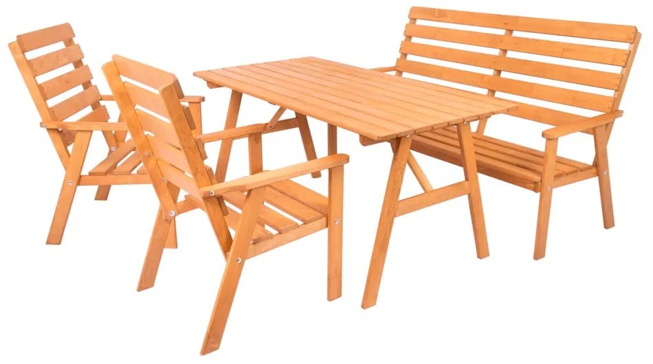 Tömörfa négyszemélyes kerti étkezőgarnitúra Sylva – Rojaplast