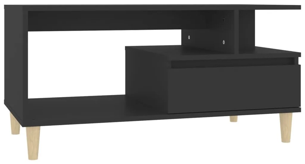 Fekete szerelt fa dohányzóasztal 90 x 49 x 45 cm