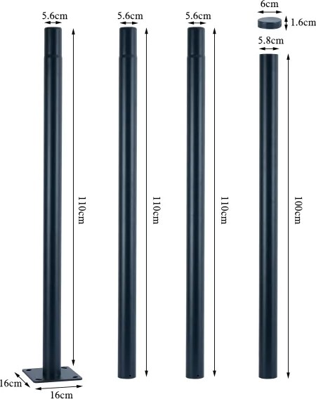 Brilagi - 4 m-es antracit fém tartórúd kültéri lámpaoszlophoz, Ø 58 mm