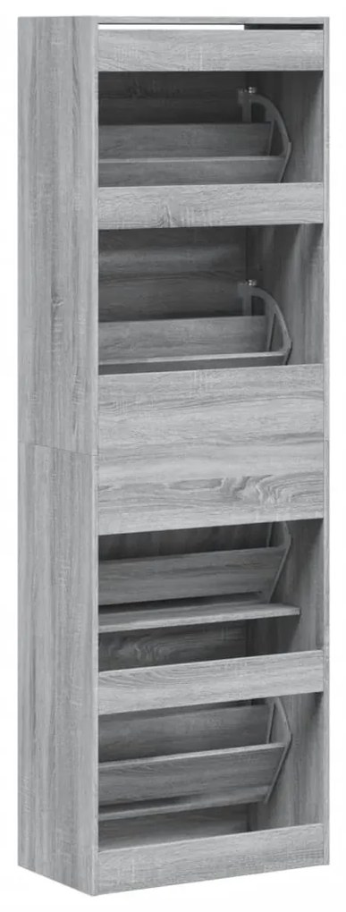 szürke sonoma cipőszekrény 4 kihajtható fiókkal 60x34x187,5 cm