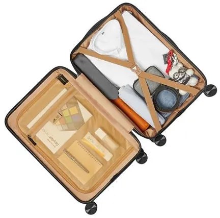 Utazóbőrönd, keményfedelű, 35x55x22 cm, RIVACASE Clark ECO 8181, fekete (BRC8181B)