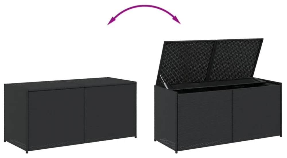 fekete polyrattan kerti tárolóláda 283 L