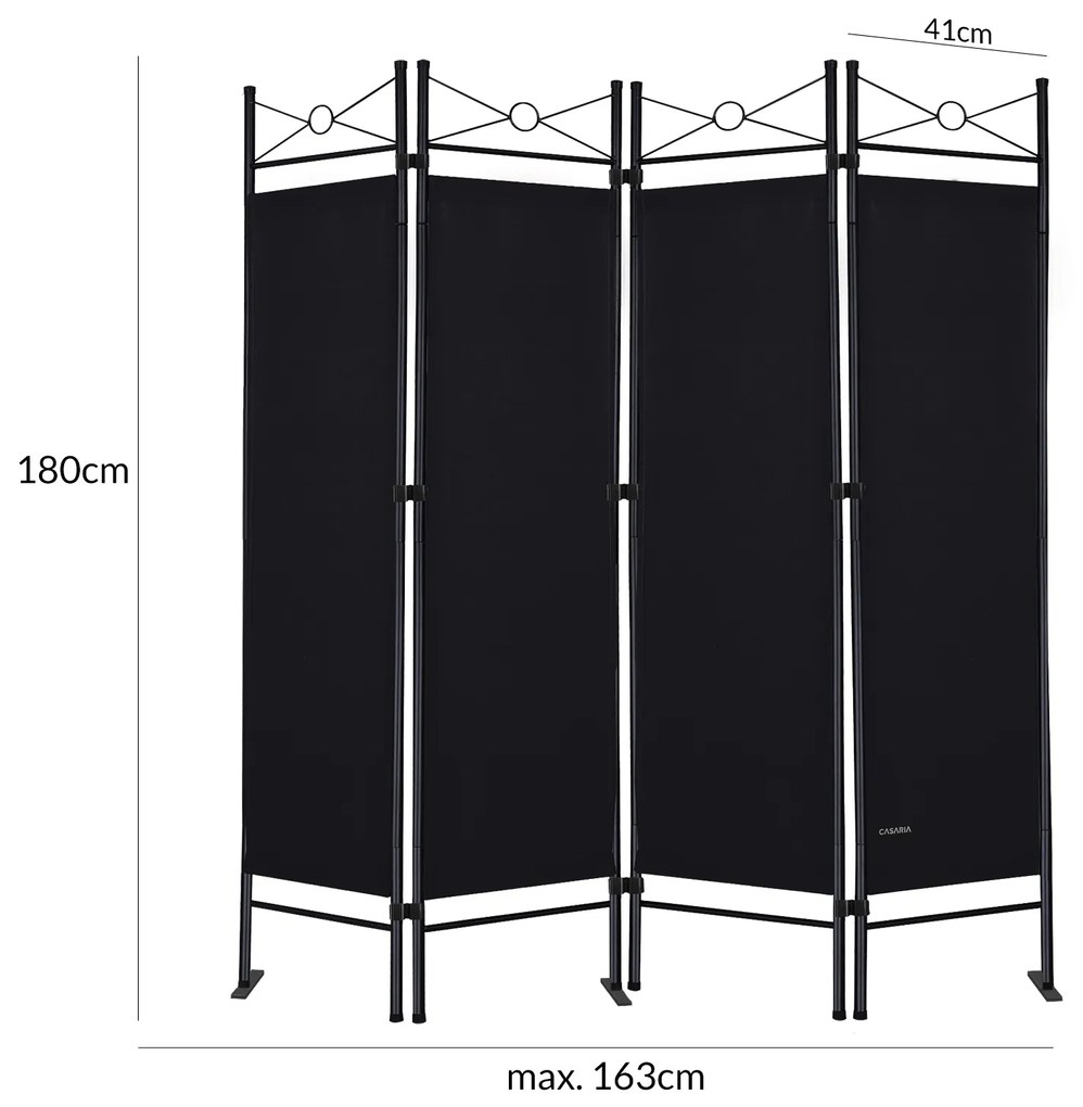 Casaria® 4 paneles képernyő - fekete