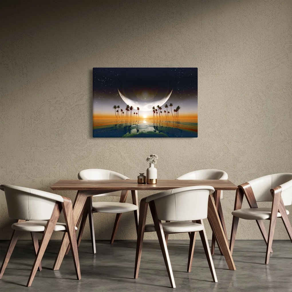Kép - Hold a pálmafák felett (90x60 cm)