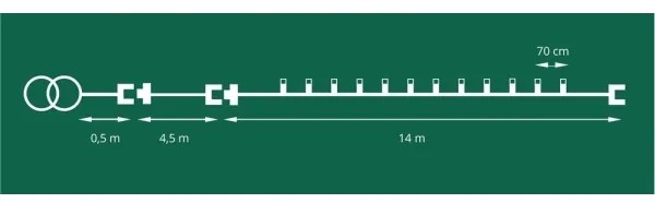 LED kültéri karácsonyi fényfüzér CONE FILAMENT 20xE10 19m színes/meleg fehér IP44