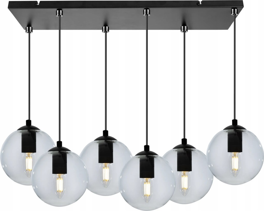 Mennyezeti Lámpa Lógó Csillár Fekete Díszléc Üveg Gömbök Az Asztal Felett Sziget