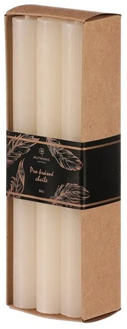 Kúpos gyertya szett, bézs, 6 db, paraffin