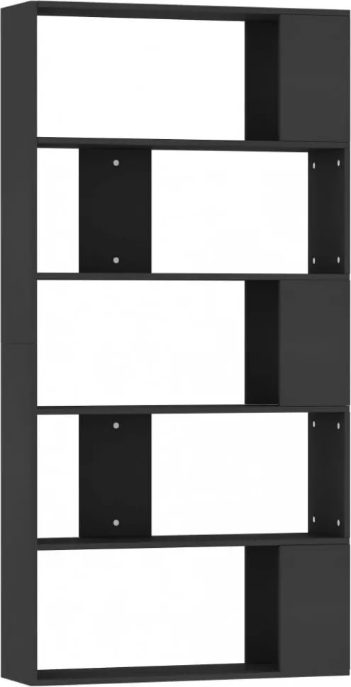 fekete szerelt fa könyvszekrény/térelválasztó 80x24x159 cm