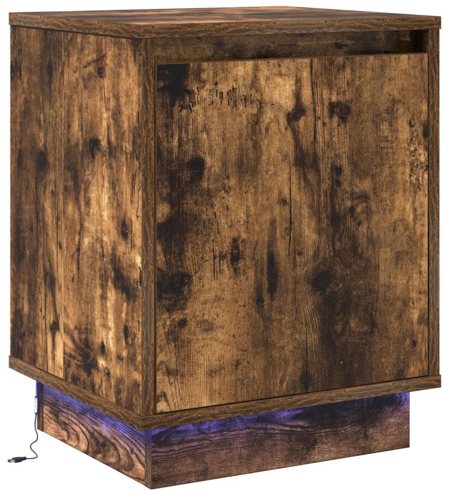 Éjjeli szekrény LED világítással 2 db Füstölt tölgy 39x34,5x50 cm