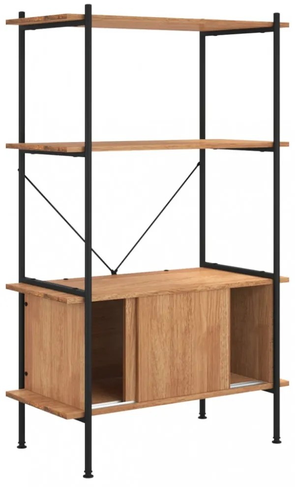 4 szintes acél és szerelt fa polc szekrénnyel 80x40x130 cm