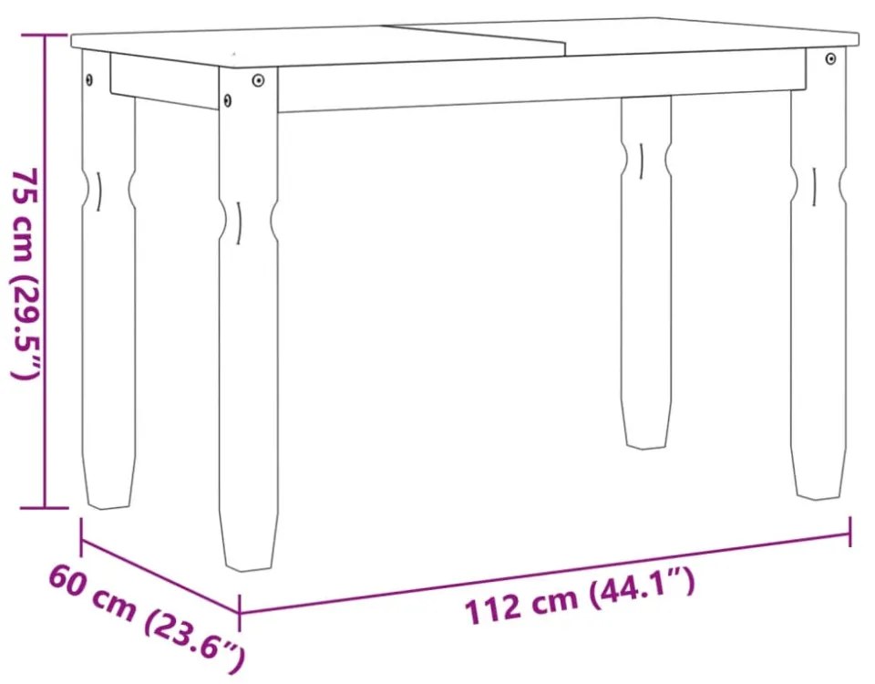Corona tömör fenyőfa ebédlőasztal 112 x 60 x 75 cm