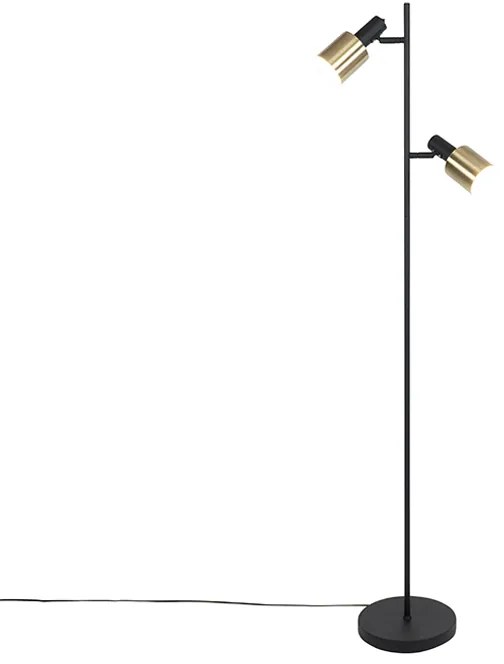 Design állólámpa fekete arannyal 2-lámpás - Stijn