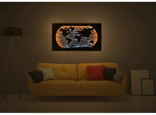 Li-Go 4868/DUB2 - LED fali dekoráció LED/24W/230V 110x60 cm tölgy/világtérkép