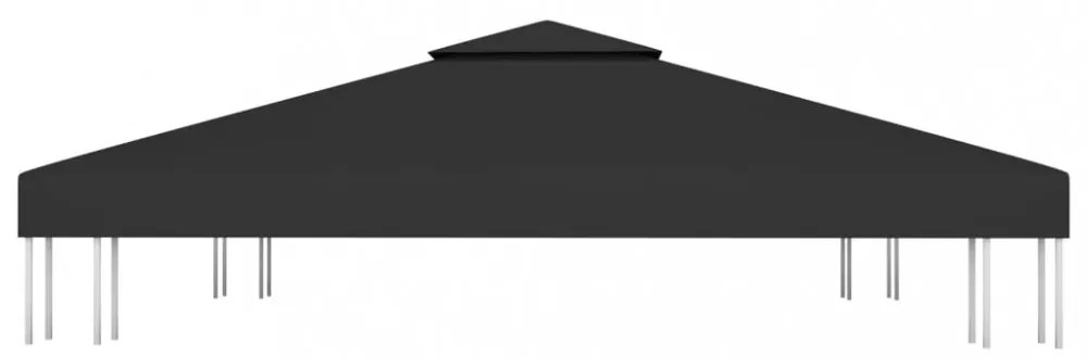 fekete kétszintes pavilon-tetőponyva 310 g/m² 3 x 3 m