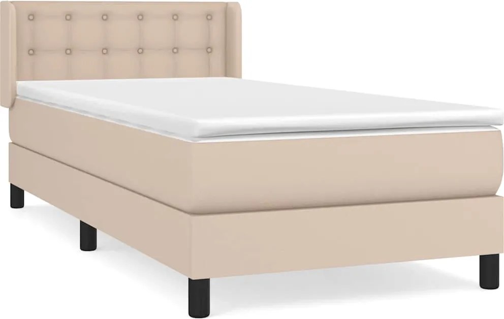 vidaXL cappuccino színű műbőr rugós ágy matraccal 80 x 200 cm