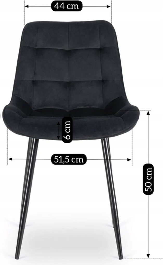 Szék fekete színben, bársony kárpittal CHRIS