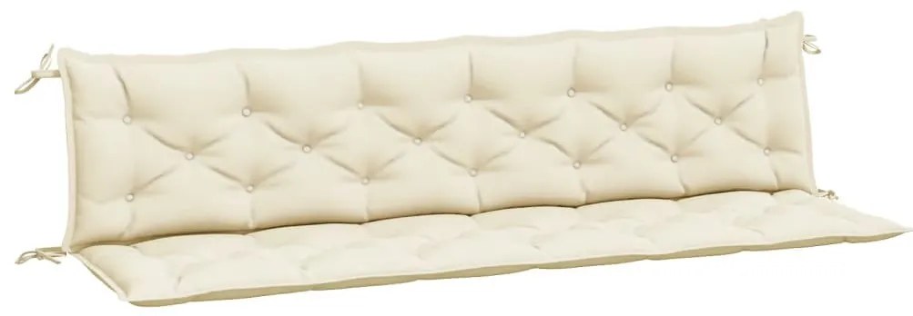 2 db krémfehér oxford szövet kerti padpárna 200 x 50 x 7 cm