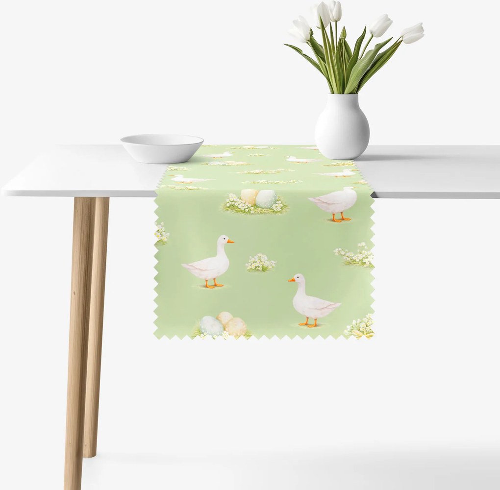 Goldea húsvéti teflonos asztali futó - libák és húsvéti tojások 35x120 cm