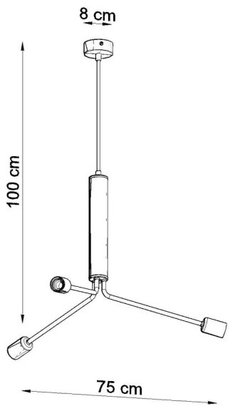 Csillár zsinóron DUOMO 3D 3xE27/60W/230V fekete