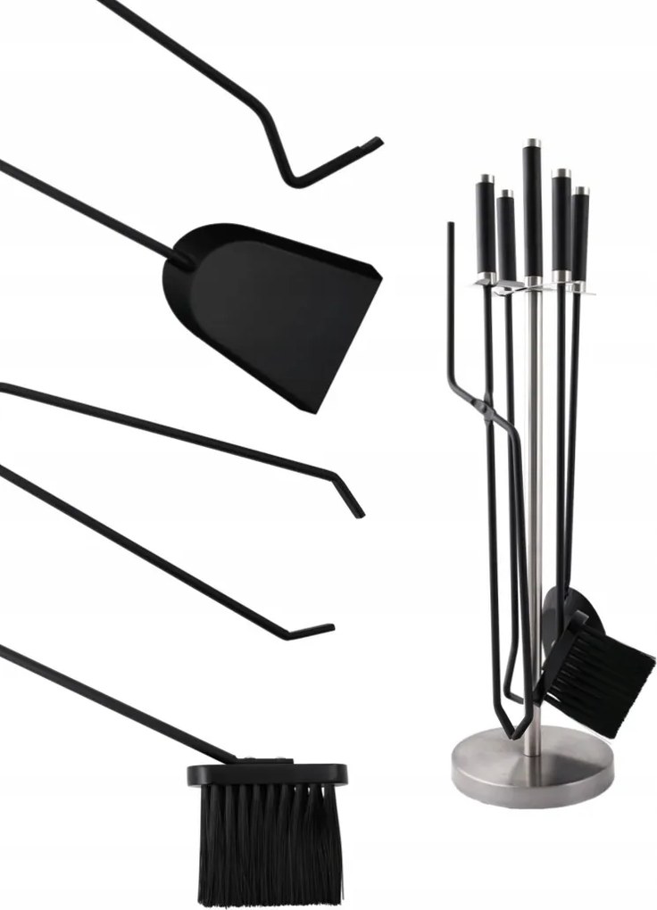Kandalló Szett 4 Részes Kandalló Seprű Acél Kiegészítők