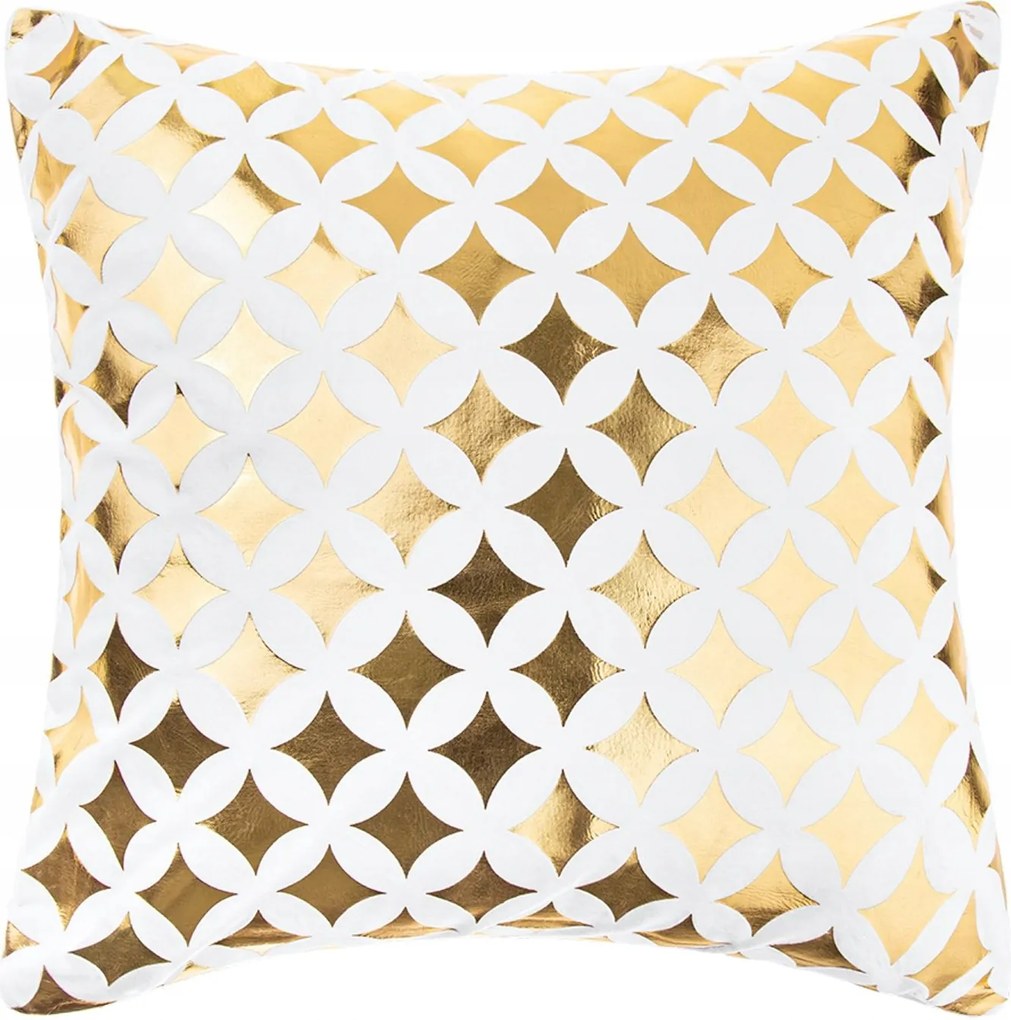Dekoratív párnahuzat Mauresca 45x45 fehér arany geometria