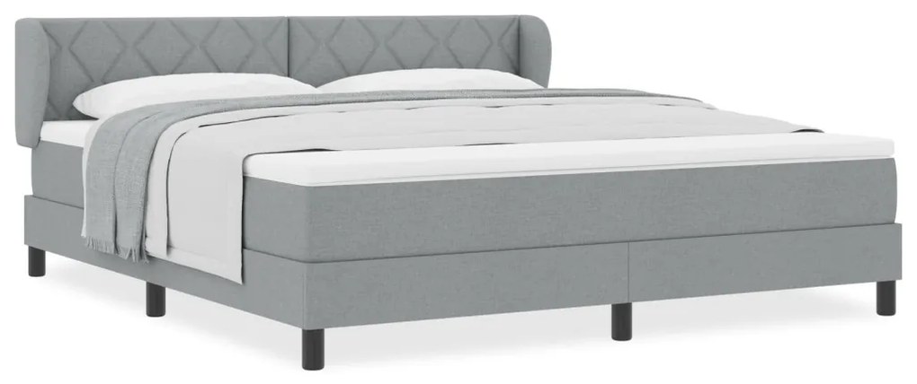 Boxspring Ágy Matrac Könnyű Szürke 180x200 cm Szövet