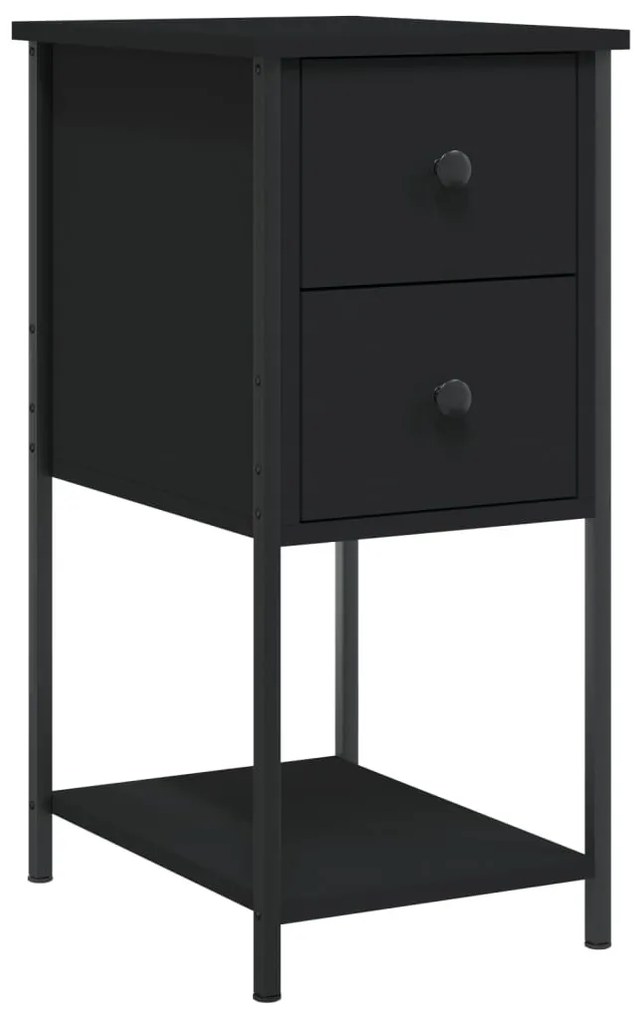 2 db fekete szerelt fa éjjeliszekrény 32x42x70 cm